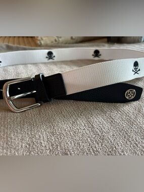 G/FORE Black and White Skull Detail Golf Belt